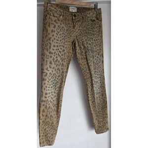 Current Elliott Leopard Print Jeans Size 27 Tan Brown Skinny Denim Indie Sleeze